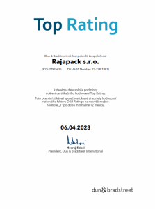 Top Rating certifikace - detail