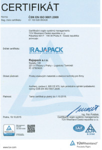Rajapack certifikáty ISO